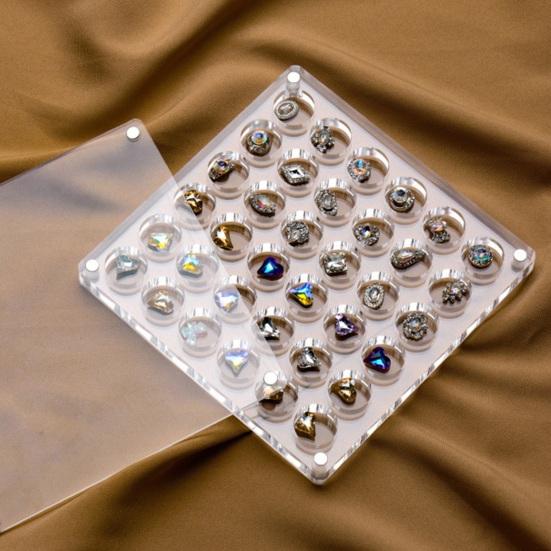 Подвеска для ногтей, коробка для хранения со стразами, с несколькими отделениями, прозрачная акриловая магнитная крышка, квадратная, прямоугольная, круглая, аксессуары для ювелирных изделий
