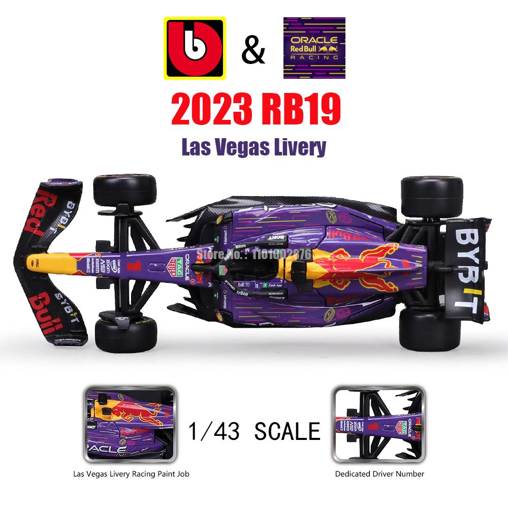 Ббураго 1:43 2023 F1 Red Bull Racing RB19 Ливрея Лас-Вегаса №1 Ферстаппен №11 Перес Специальная окраска Формула-1 Сплав Супер Игрушечный Автомобиль