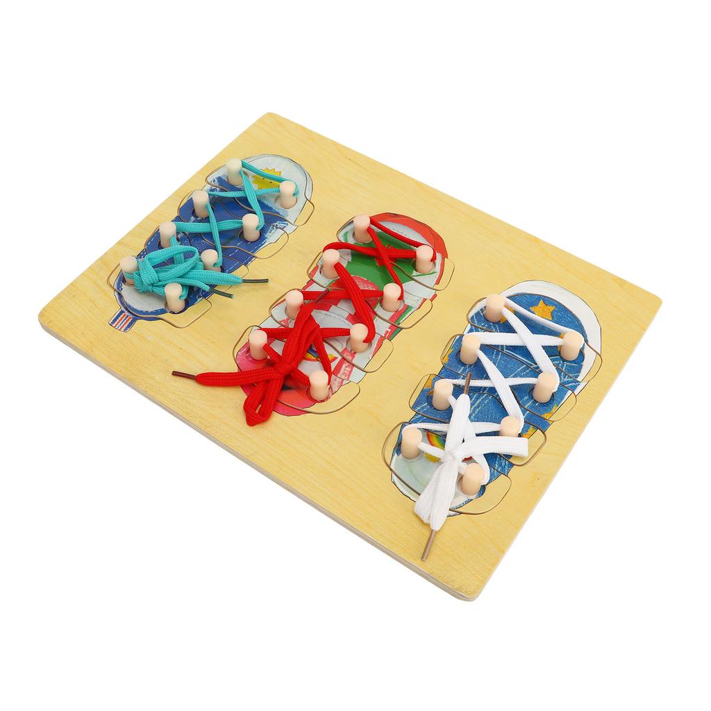Деревянная игрушка-шнуровка для обуви для малышей и детей, обучающий набор для завязывания шнурков, тренировочная доска для завязывания обуви