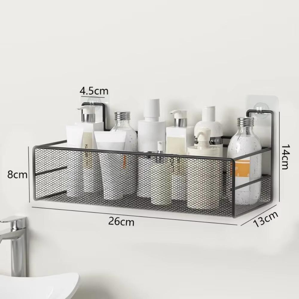 Wall-Mounted Storage Basket Iron Art Bathroom Organizer Durable Shampoo Rack