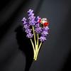 Lavender Brooch with Ladybug Decor Suit Coat Collar Dress Scarf Hat Decoration Pin Dripping Oil Insect Flower Brooch for Formal Party Wedding