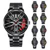 Quartz Watch Precise Round Dial Pointer Display Shockproof Hidden Clasp Chronograph with Car Wheel Rim Hub Design Automatic Quartz Wristwatch Clock
