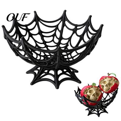Fall Tabletop Displays Halloween Spider Web Basket, Decorative Candy Bowl for Party Table Unique Favor Holders Centerpieces, Lightweight Plastic Fruit