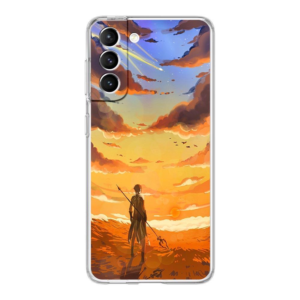 Чехол для телефона с пейзажем из игры Genshin Impact Для Samsung Galaxy S23 Ultra S22 5G S20 S21 FE 5G S10E S9 S8 S10 Plus Мягкий прозрачный чехол