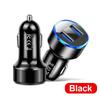 Dual USB Car Charger with LED Display, Aluminum Alloy, Cigarette Lighter Adapter, Fast Charging, Multi-Function.