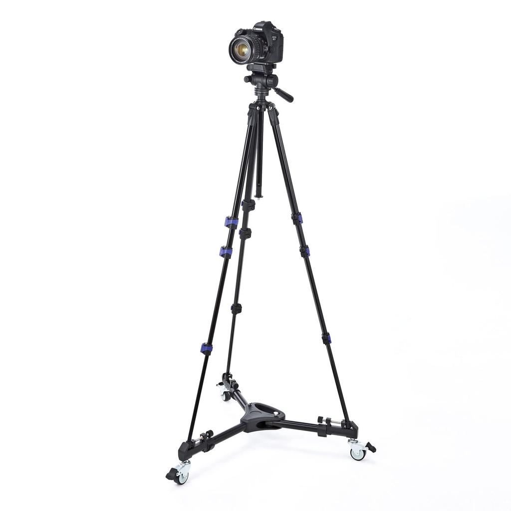 Sanwa Supply Foldable Tripod with Parallel Supports Slide and Dolly Photography DG-CAM31 Casters, Movement,