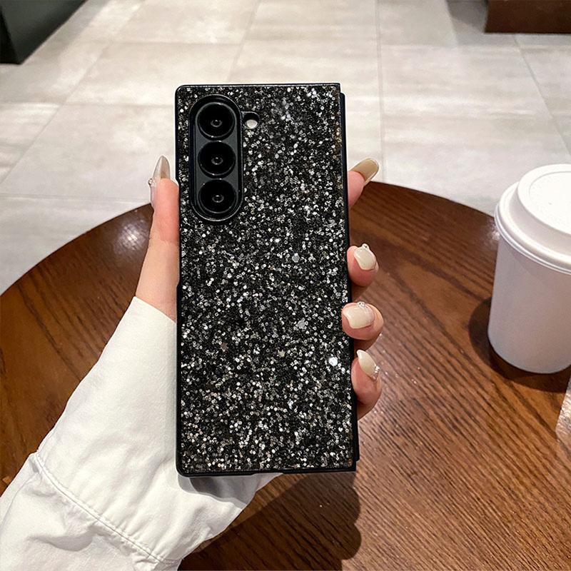 Luxurious shiny Black diamond rhinestone Glitter Phone Case For Samsung Galaxy Z Fold 7 6 5 4 3 5G Fashion Protective PC Shell