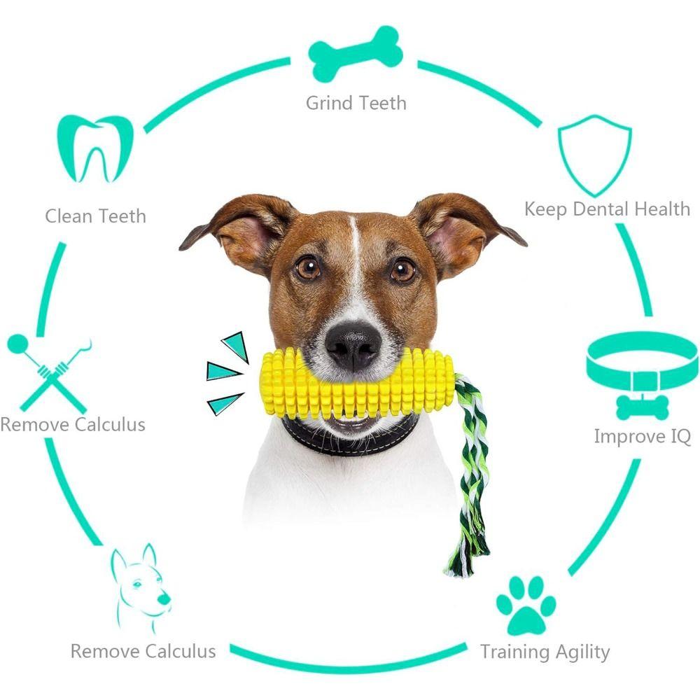 Indestructible Corn Squeaky Dog Toys Rubber Dental Chew Pet Toys New Dog Chew Toys