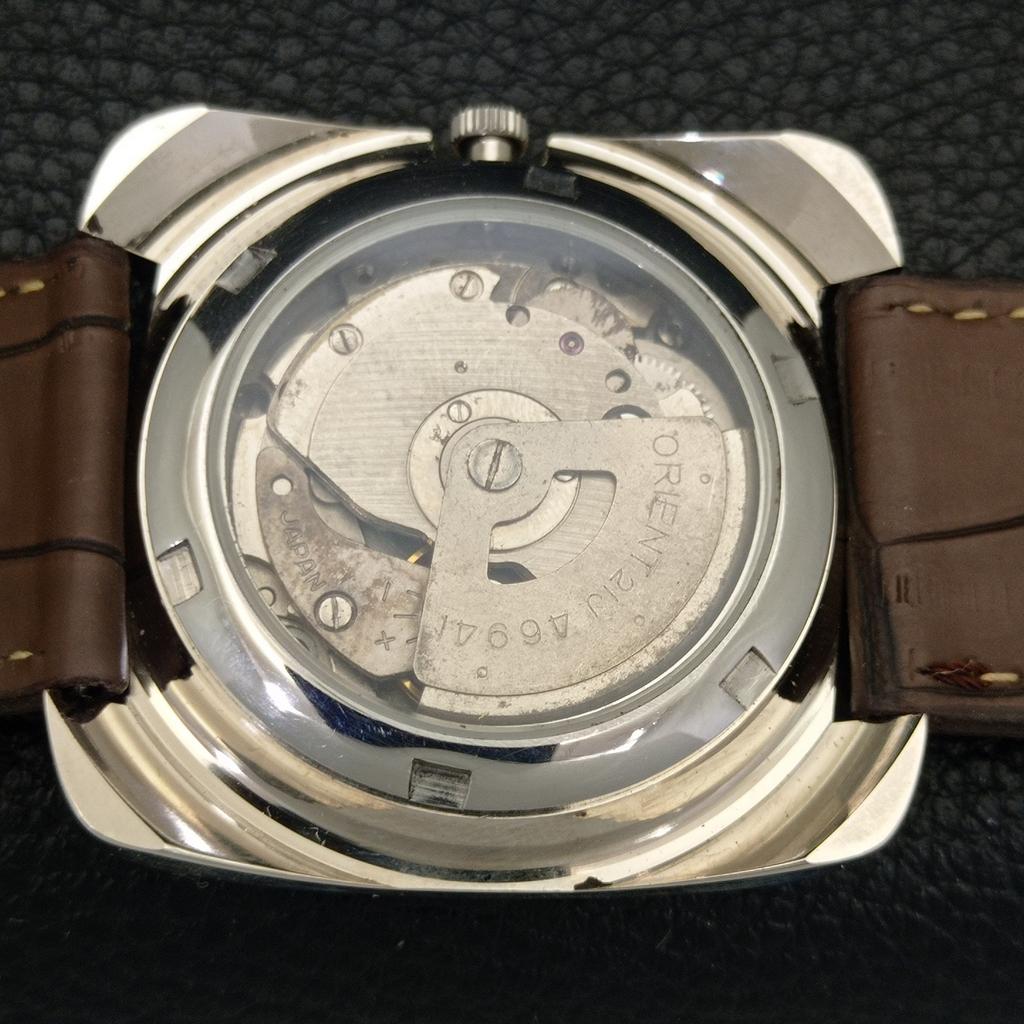 USED AUTOMATIC 46941 VINTAGE ORIENT JAPAN MENS PEACH COLOR DIAL WATCH A702222-5 R123-a702222