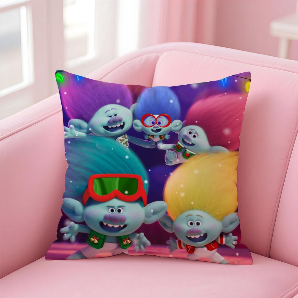 Colorful Cute American Cartoon TTrolls Cushion Cover Pillow Case Soft Skin Friendly Fabric Concealed Zipper