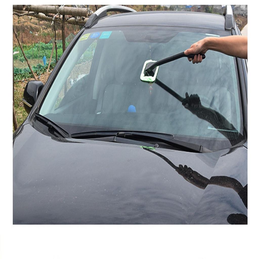 1pc Window Wiper Cleaning Brush Microfiber Wiper Windshield Demister Cleaning Tool Wiper Cleaner Wipe Tool Long Handle Cleaning Cloth Accessories