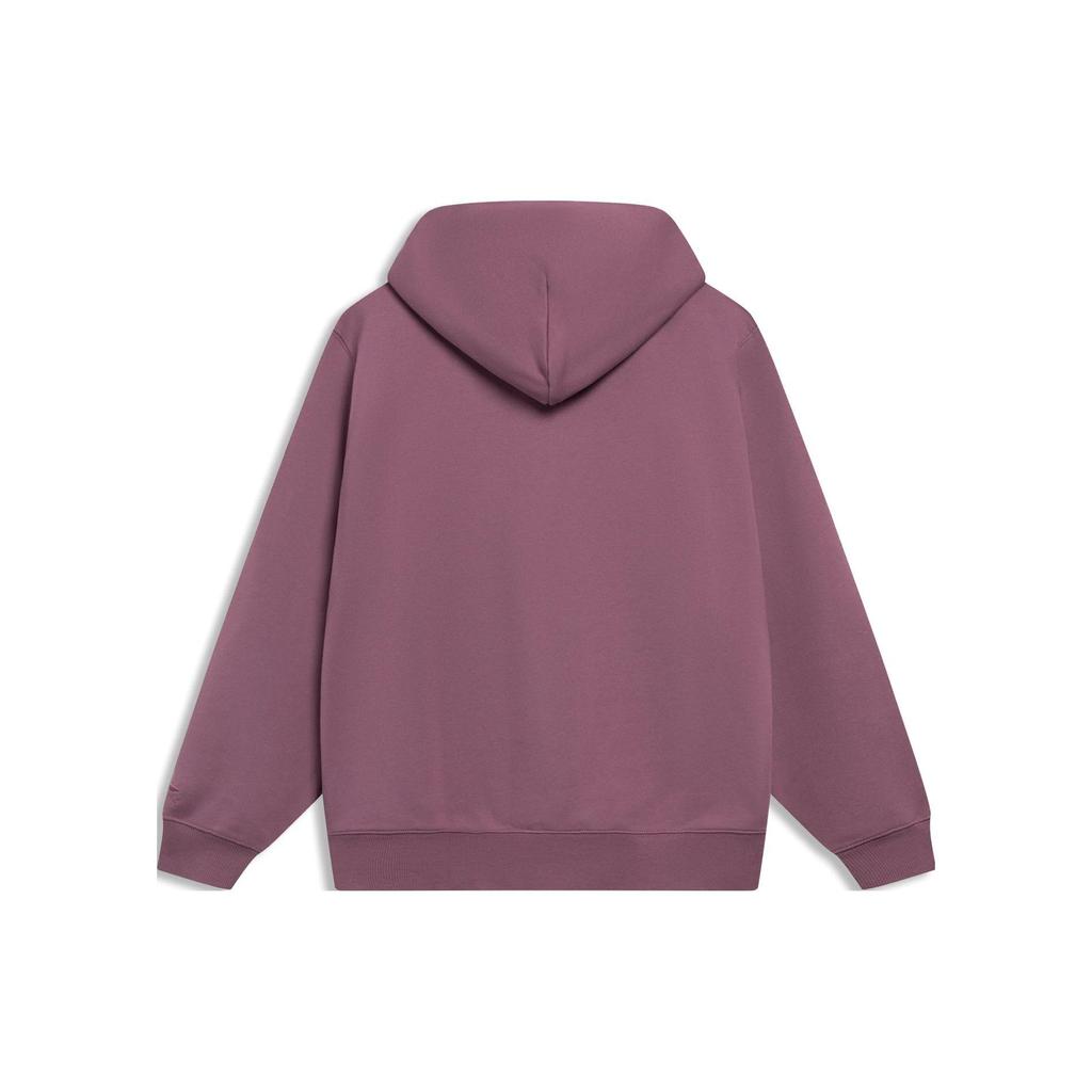 Lining Sports Trend Series Solid Color Logo Hooded Long Sleeve Sweatshirt Men Tops Vintage-Rose AWDT069-8