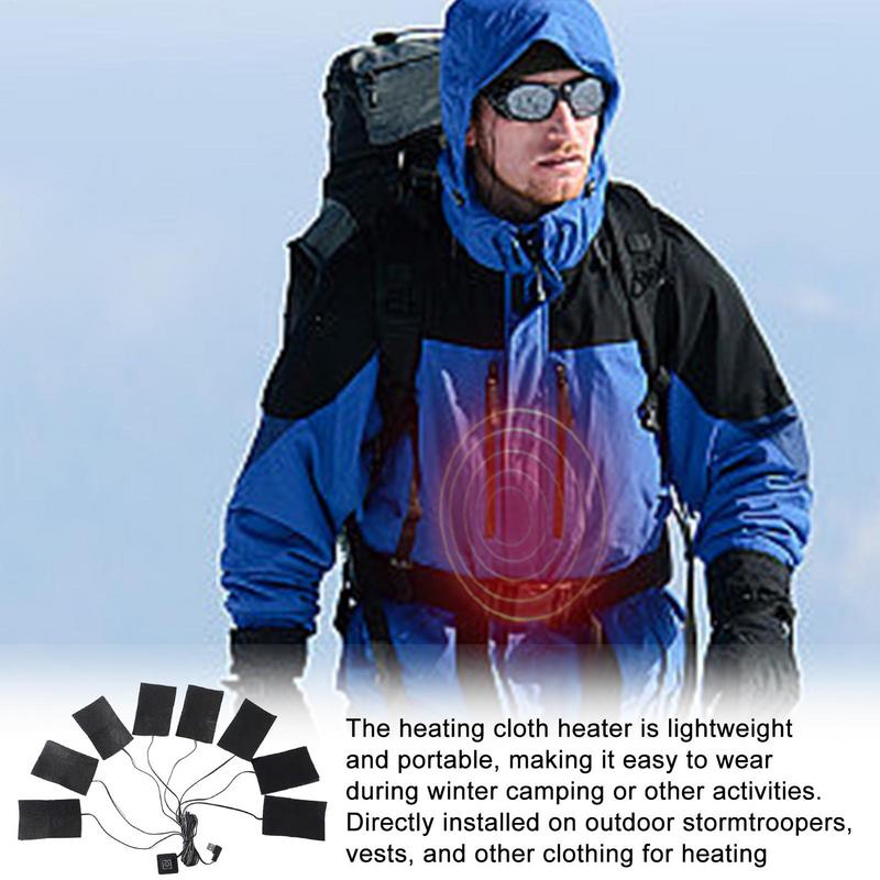 USB Электрическая грелка для одежды 8 в 1 для курток с подогревом Зимний спортивный жилет Греющий коврик Нагревательная ткань из углеродного волокна