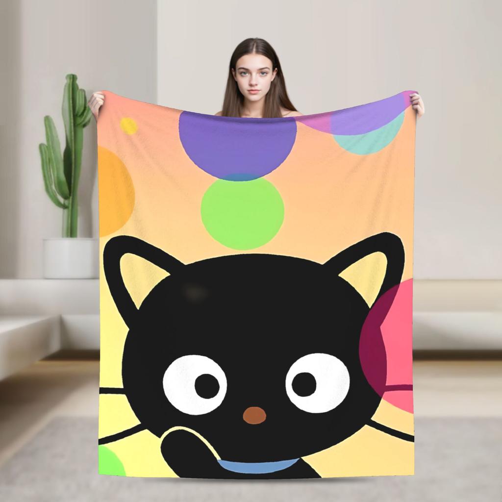 Cute Chococats Blanket Quality Warm Black Cat Throw Blanket Winter Boy Girl Couch Chair Pattern Bedspread