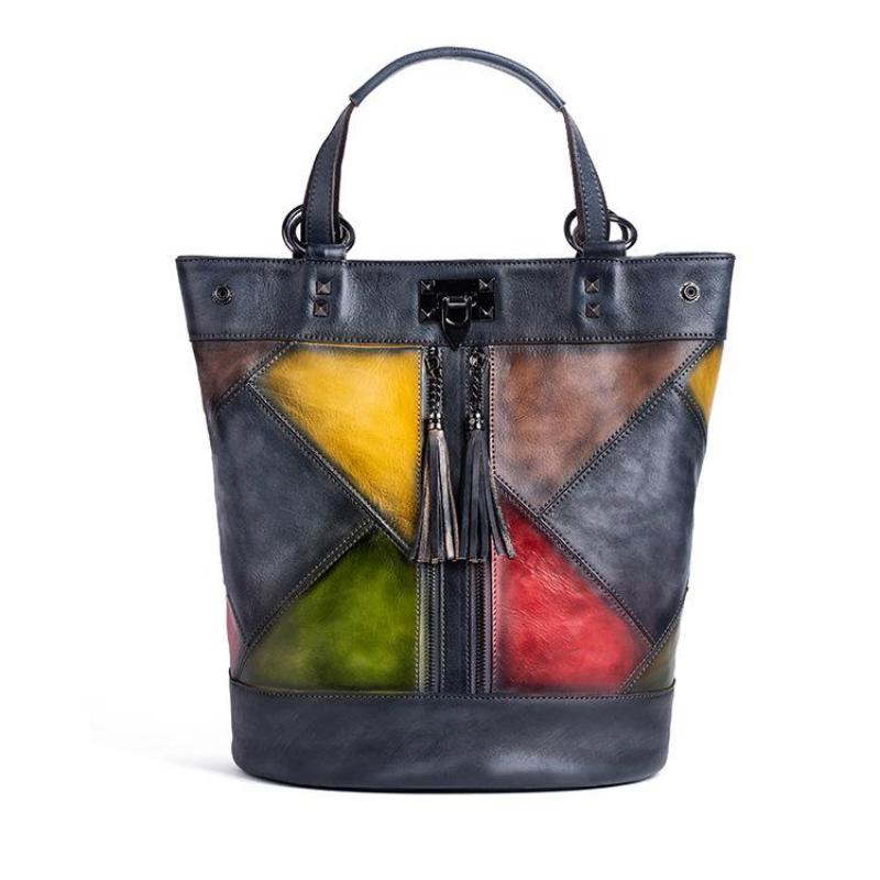 Johnature Винтажный женский рюкзак из натуральной коровьей кожи, дорожная сумка, большая вместительная женская сумка на плечо с тиснением ручной работы