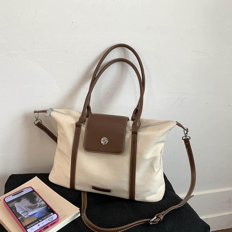 Холщовая сумка женская большой вместимости 2025 новая осень и зима универсальная простая на плечо сумка-мессенджер студенческая сумка-тоут для занятий