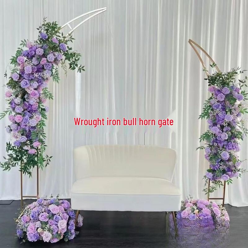 Свадебная арка из железа для улицы, подставка для цветов - Декорация входа на свадьбу, ворота "Бычий рог"