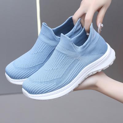 Женские кроссовки на платформе, удобные кроссовки, легкие, дышащие, трикотажные мокасины, сетчатые, для ходьбы, тренировок, повседневные, для тенниса, спортивные туфли