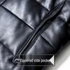 Men's Genuine Sheepskin Down Leather Jacket with Stand Collar