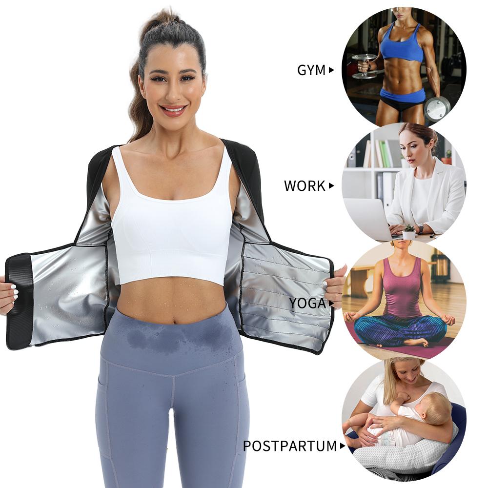 Костюм для сауны для женщин, тренажер для талии, формирователь тела, куртка с длинными рукавами, топы для тренировок, корректирующее белье для живота, рубашки для похудения