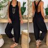 Women Casual Loose One-piece Suspender Pants Summer Solid Color Sleeveless Baggy Rompers Classic Long Overalls Jumpsuits
