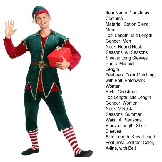 Рождественский костюм Санта-Клауса для косплея с шапкой, юбкой, брюками, поясом, сценическим шоу