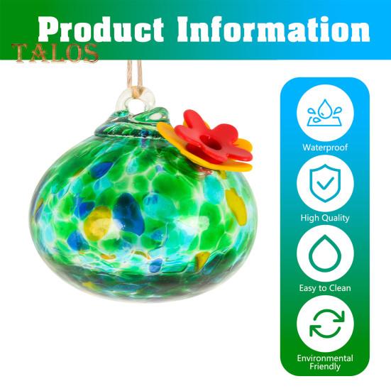 Кормушка для колибри из выдувного стекла ручной работы, подвесной металлический держатель для кашпо 2 в 1 с 6 маленькими кормушками для птиц из выдувного стекла для декора окон в саду и на заднем дворе