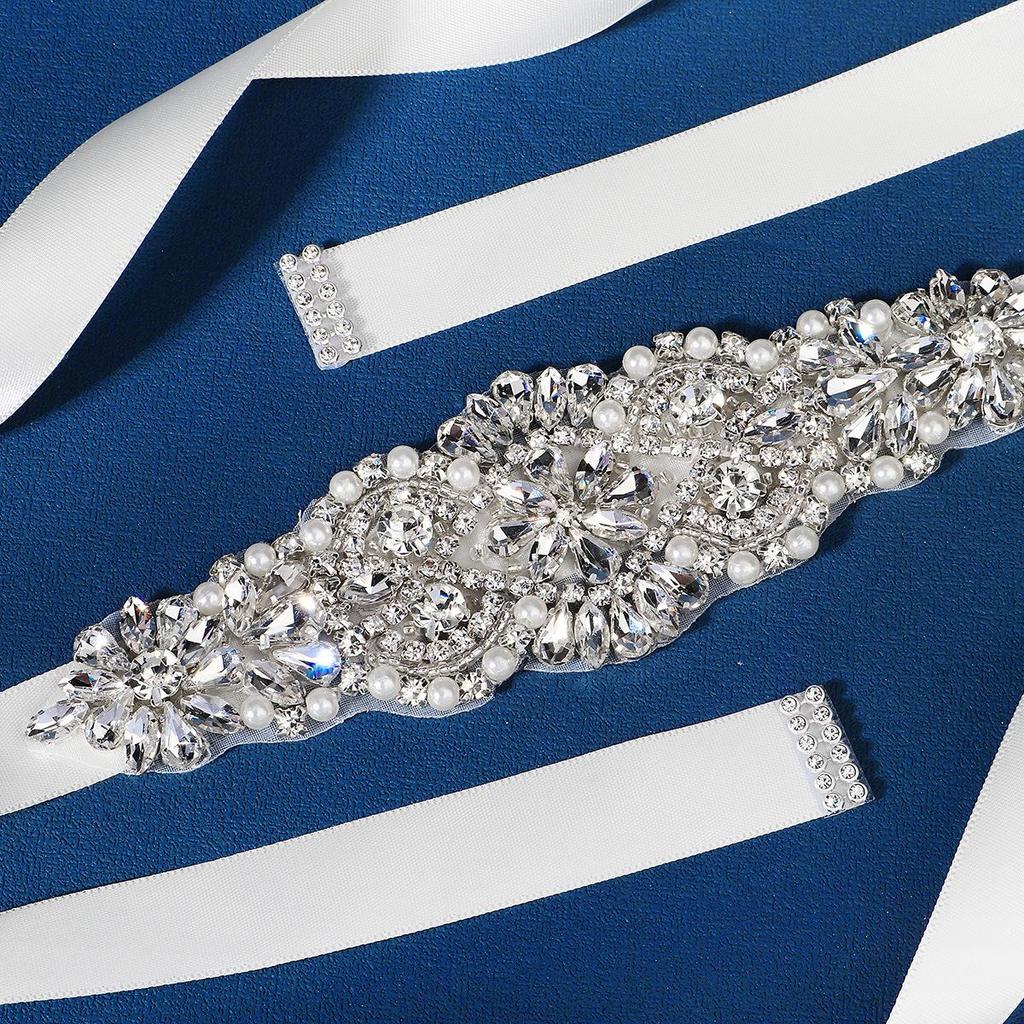 Пояс ручной работы из бисера и стразов - Винтажный жемчужный пояс для свадебных платьев