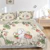 3pcs Cute Bunny & Strawberry Bedding Set - Includes 1 Quilt Cover and 2 Pillowcases, Comfortable Bedding with Stylish Design for Bedroom, Ma