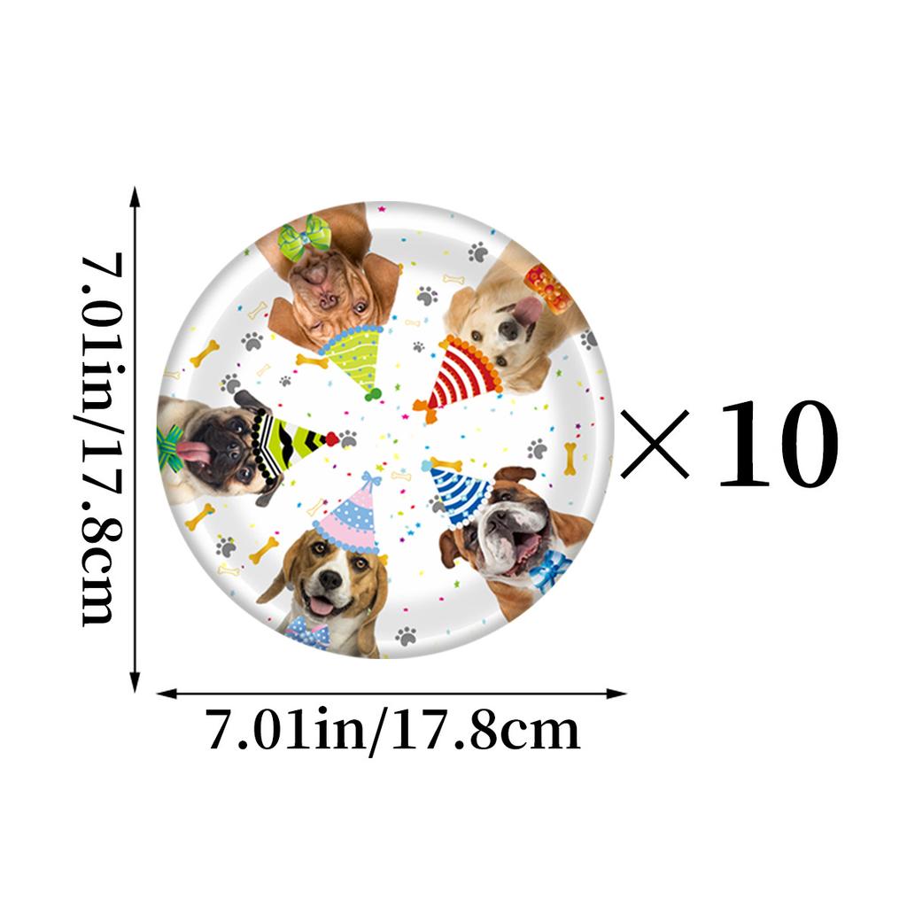 Pet Birthday Theme Party Decoration Dog Cartoon Flag Latte Paper Cup Plate