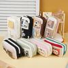 New Cartoon Animals Patch Pencil Case Student Stationary Bag Back To School Supplies Large Capacity Multifunctiona Pen Pouch