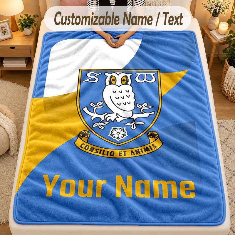 Фланелевое одеяло Sheffield Wednesday FC С индивидуальным текстом имени Персонализированное Мягкое Теплое Плед для дома Подарок