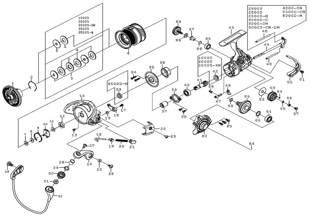 Daiwa Оригинальные детали 20 Revros Spool Номер детали 6 Код детали 128D62 LT3000S-CH-DH (2-6)