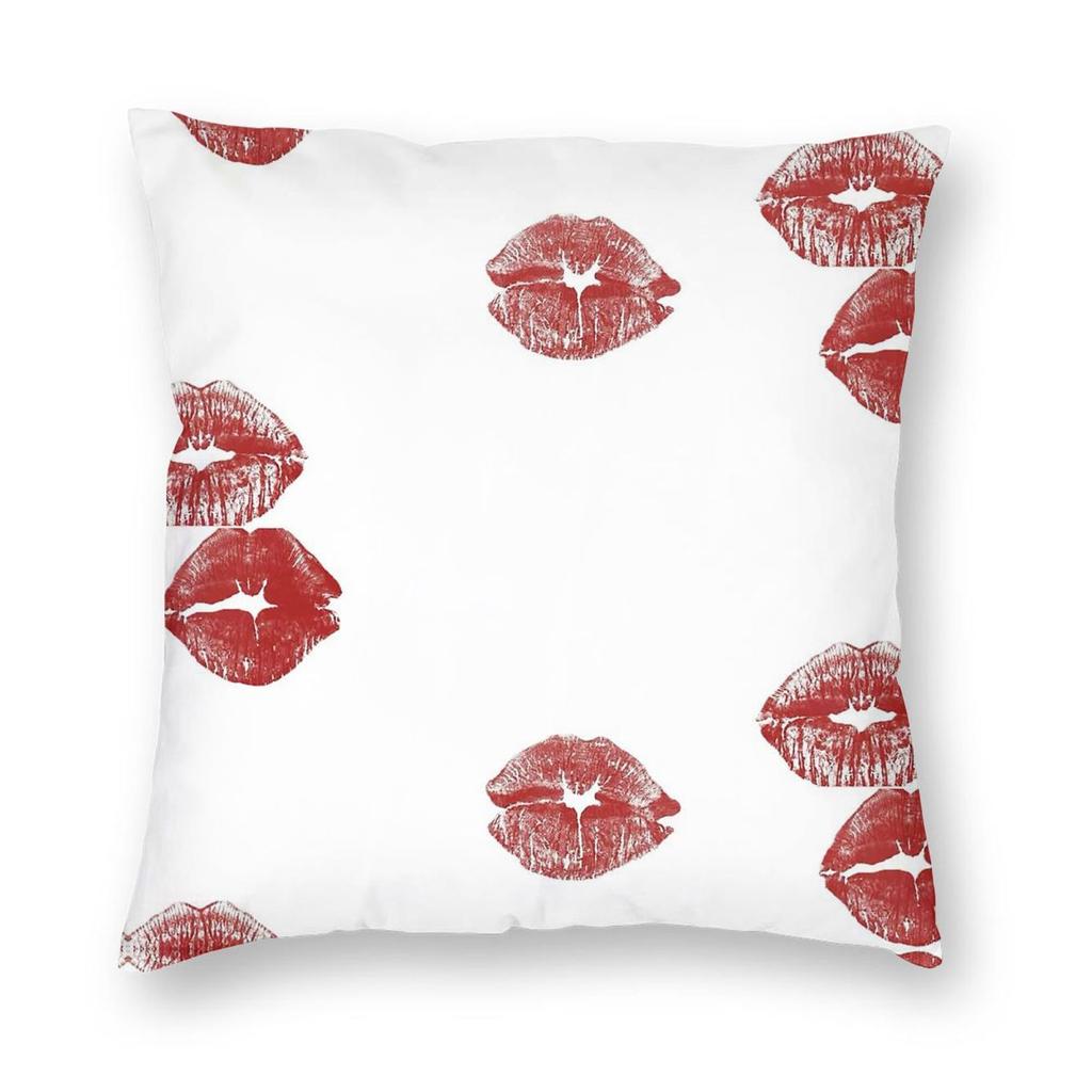 Red Lip Kiss Mark Square Pillowcase Polyester Linen Velvet Pattern Zip Decorative Pillow Case Sofa Seater Cushion Case Wholesale