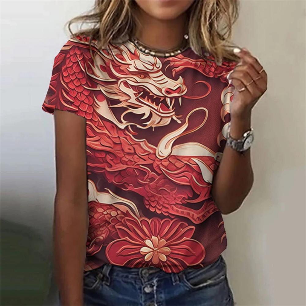 Chinese Dragon 3d Printing T-Shirt Women's Female T-Shirt Street Casual Funny T-Shirt Onlyfans Female Clothing Cosplay Tops Tee