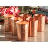 Copper Glass with Half Lacquer Hammer Design – 275 ML, Copper Drinkware for Home, Office, Travel, and Gifting, Set of 6
