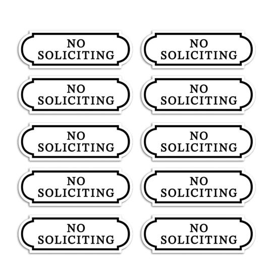 10Pcs Small No Soliciting Signs Self-adhesive Stickers Waterproof PVC Fade-Resistant No Solicitation Stickers