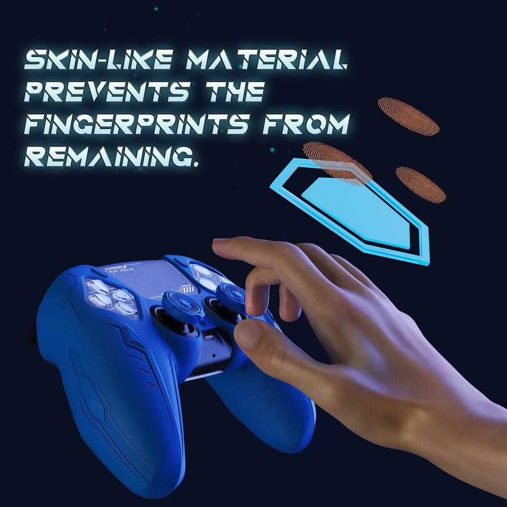 PlayVital Grip Cover for PS5 Premium Silicone Cover for Cyber Mecha Design Protective Cover for Compatible with PS5 Official Charging Dock with the