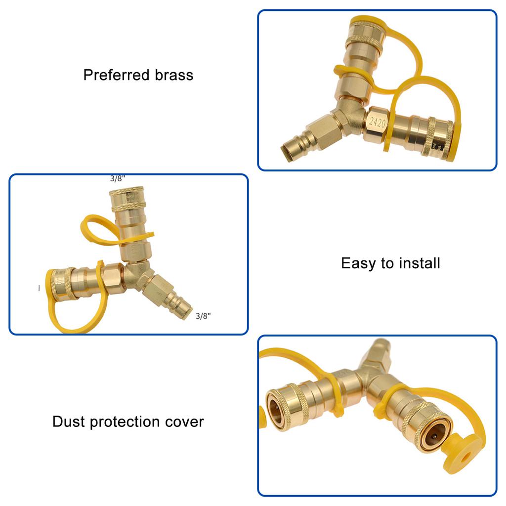 Quick Disconnect 3/8 Y Splitter Gas Quick Connect/Disconnect Separator Natural Gas Quick Connect Adapter Enduring