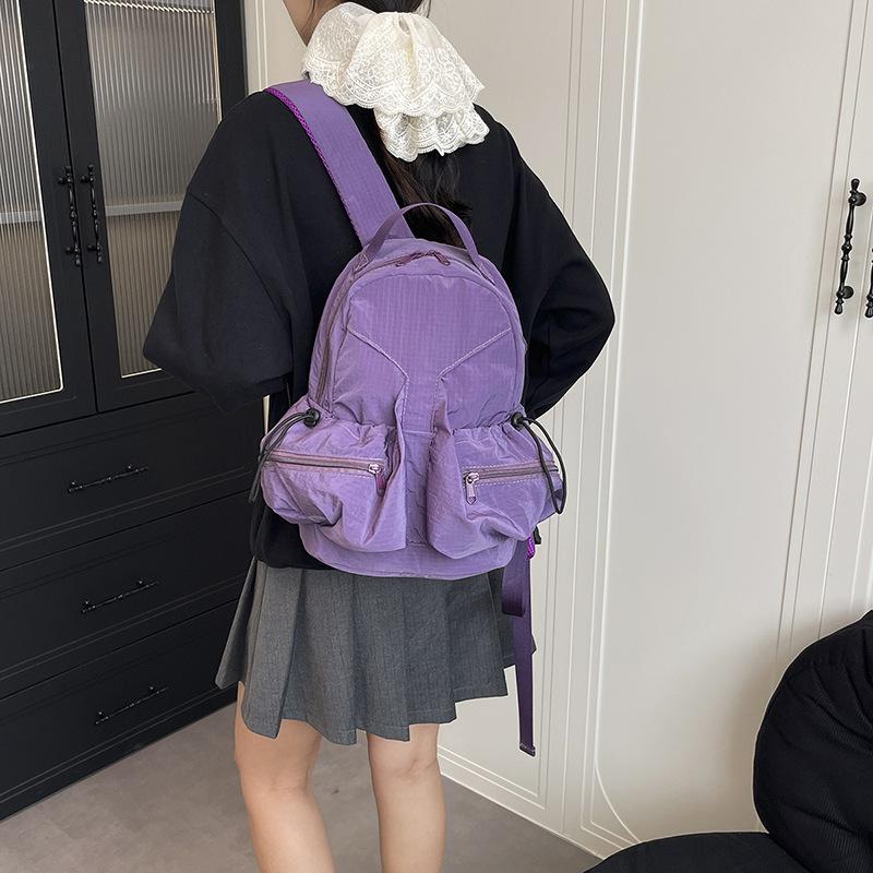 Japan and South Korea Leisure Travel Girls' Pleated Backpack New Lightweight and Fashionable Large Capacity Drawstring Backpack Student School Bag
