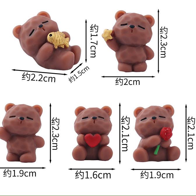 5Pcs Cartoon Geometric Bear Animal Miniatures Resin Ornaments DIY Fairy Garden Decoration Moss Terrarium Micro Landscape