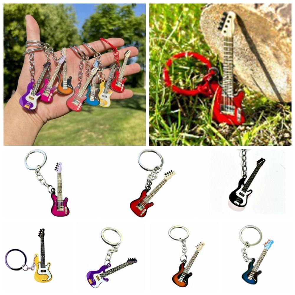 Крутой брелок для ключей в виде гитары, красочный брелок для ключей в виде музыкального инструмента, милый брелок для ключей в виде гитары, для мужчин и женщин