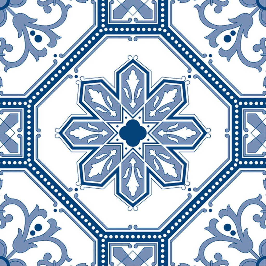 Poromoro Portuguese Spanish Azulejo Tile Stickers Peel and Stick Kitchen Bathroom Mosaic Tile Stickers Set of 16 & (5.9,29)