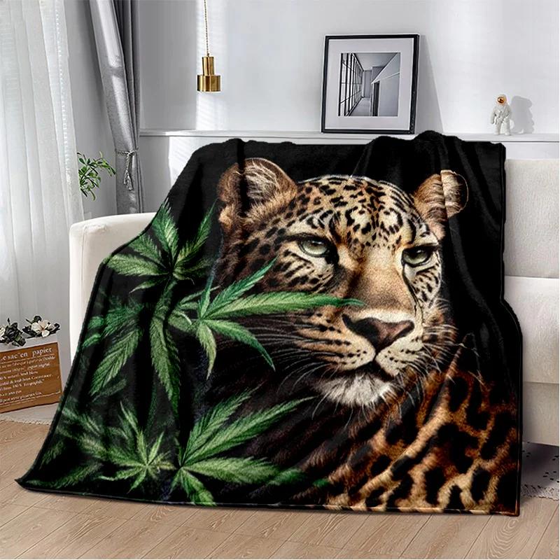 Plush Fleece Beast Animal Roses and Leopard Cheetah Throw Blanket Home Bedroom Bed Sofa Picnic Travel Cover Kid Soft Blanket