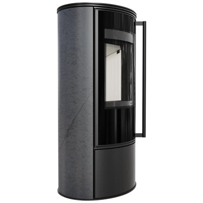 Стальная дровяная печь KRATKI ERIK Ø 150 5,5 кВт декоративная керамика GRAFITE SATIN