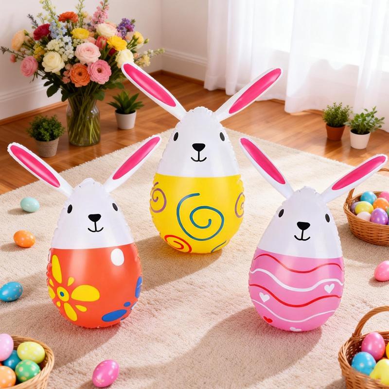 3/6Pcs Easter Inflatable Rabbit Eggs Balloon Kids Favors Toy Easter Party Home Indoor Outdoor Decoration Egg Hunt Ornaments