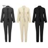 2 шт./комплект женский деловой пиджак брюки комплект с длинными рукавами приталенный кардиган с лацканами средней длины куртка эластичный пояс узкие брюки формальный деловой дорожный