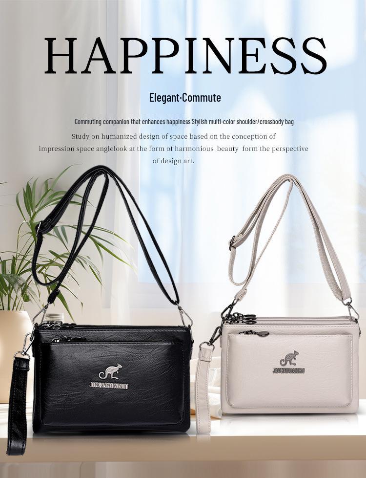 Трендовая женская многослойная сумка через плечо из мягкой кожи