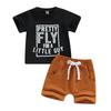 Infant Baby Boys Summer Clothes Sets Outfits Letter Print Short Sleeve T-Shirt and Stretch Casual Rolled Shorts Set