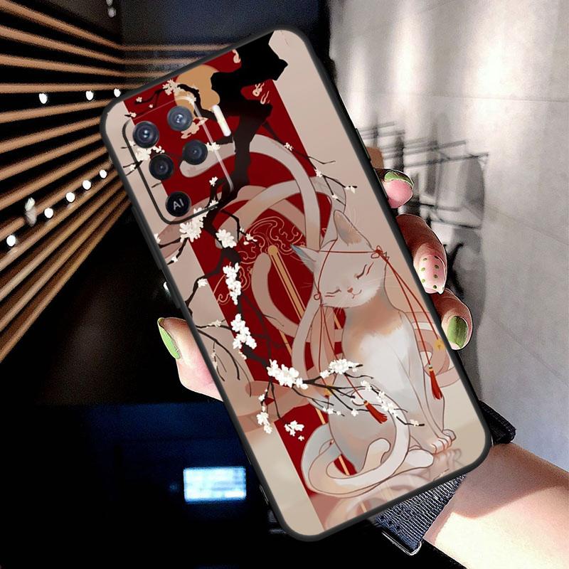 Китсунэ Лиса Японское Искусство Чехол Для Oppo A17 A57 A77 A76 A16 A96 A18 A60 A80 A40 A38 A58 A78 A98 A94 A74 A54 A15 A5 Pro